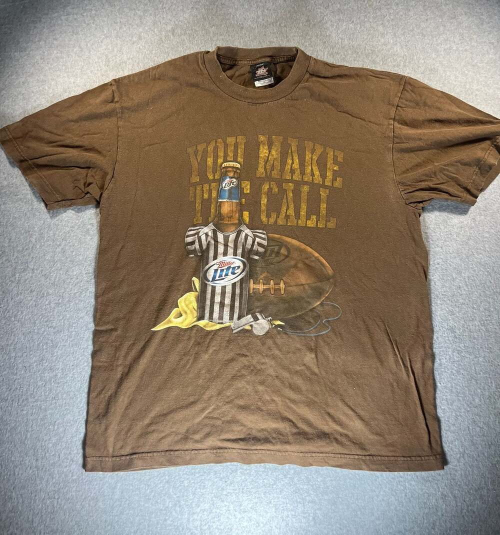 Vintage Miller Lite You‎ Make The Call Football T-Shirt Size XL